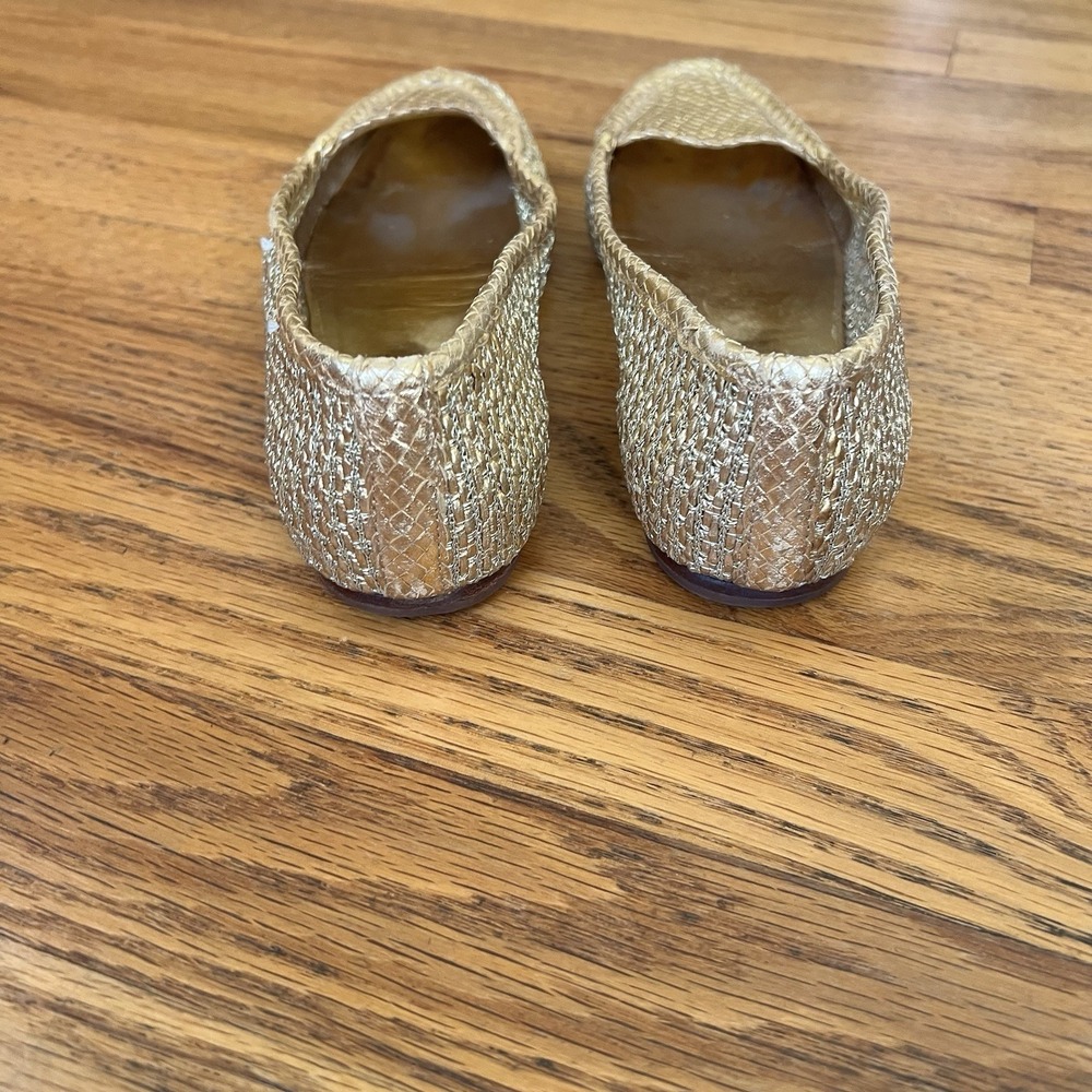 Vintage Pupi Dangieri Designer Italy Shoes Gold All Leather Woven 6.5B Glam RARE - Picture 6 of 7